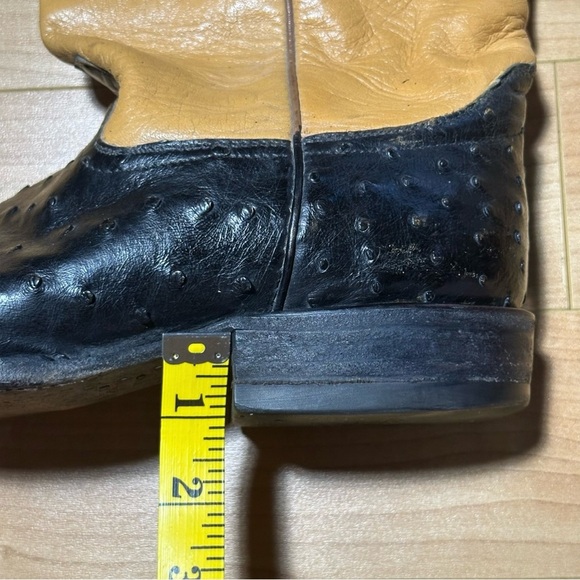 Hondo El Paso TX Men’s Cowboy Boots 8794 Ostrich Tan & Black Size 10 E USA Made - Picture 10 of 10